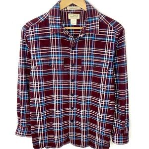 Vintage LL Bean Traditional Fit Plaid Chamois Cloth Button Down Flannel Shirt M